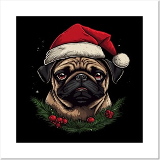 Pug Christmas Posters and Art